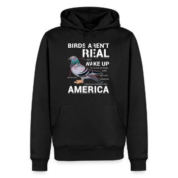 Pigeons De Conspiration Drôle - Sweat à capuche Premium bio Homme - noir - Devant - Nico (187cm)