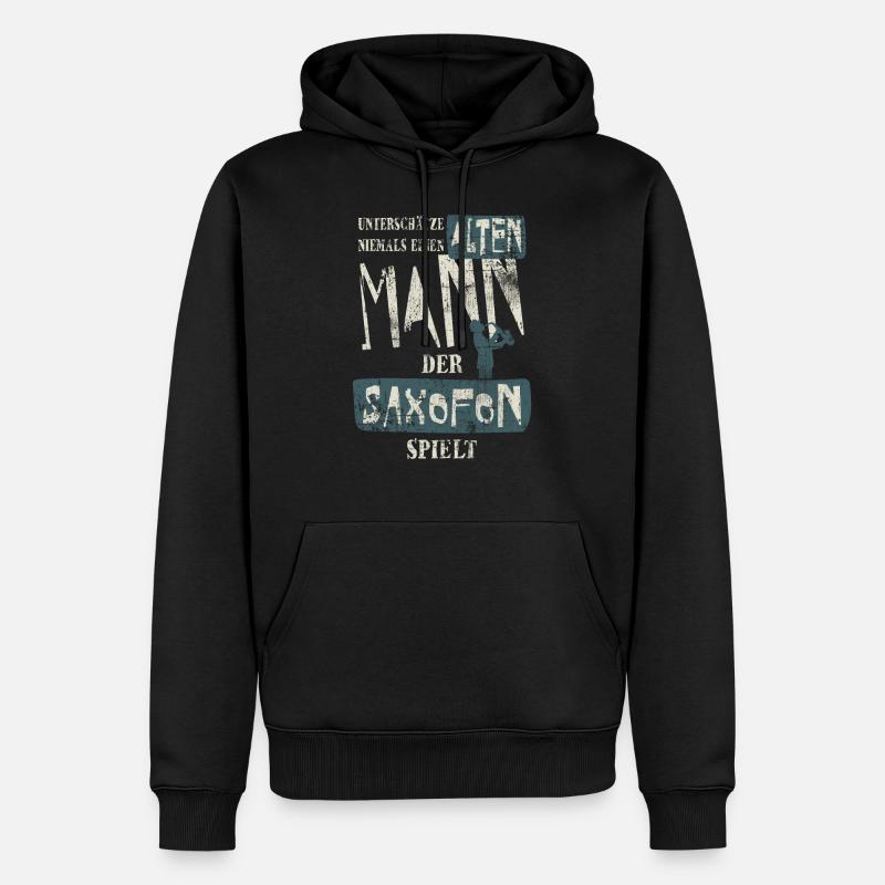 Saxophone papa papy - Sweat à capuche Premium bio Homme - noir