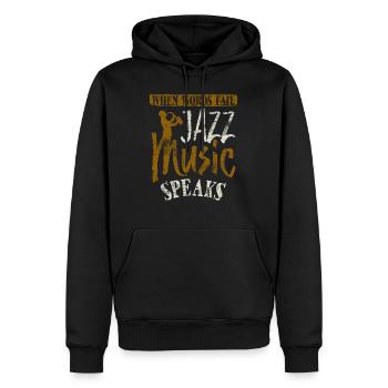 Jazz - Männer Premium Bio Hoodie - Schwarz - Vorne - Nico (187cm)