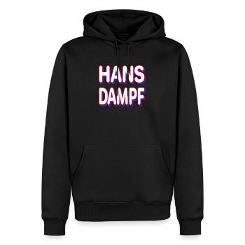HANS DAMPF - Männer Premium Bio Hoodie - Schwarz - Vorne - Nico (187cm)