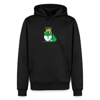 Prince Grenouille Douce - Prince Grenouille Comique - Sweat à capuche Premium bio Homme - noir - Devant - Nico (187cm)