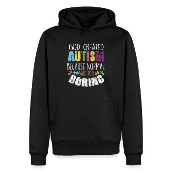 autistique - Sweat à capuche Premium bio Homme - noir - Devant - Nico (187cm)
