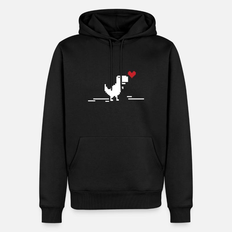 Pixel Dino Nerd - Sweat à capuche Premium bio Homme - noir