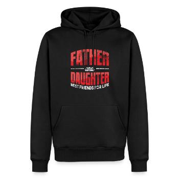 Père fille - Sweat à capuche Premium bio Homme - noir - Devant - Nico (187cm)