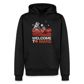 Mars Willkommen - Männer Premium Bio Hoodie - Schwarz - Vorne - Nico (187cm)