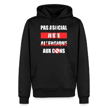 allergisch gegen Nachteile - Männer Premium Bio Hoodie - Schwarz - Vorne - Nico (187cm)