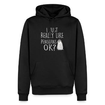 Pinguin - Männer Premium Bio Hoodie - Schwarz - Vorne - Nico (187cm)