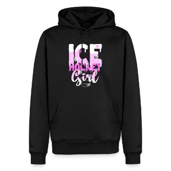 Fille de hockey sur glace - Sweat à capuche Premium bio Homme - noir - Devant - Nico (187cm)