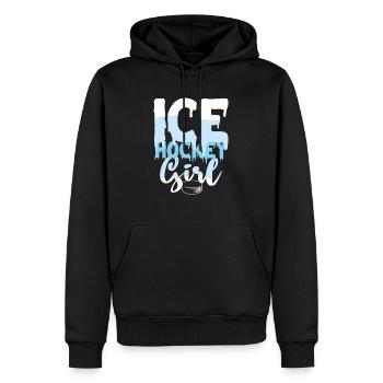 Fille de hockey sur glace - Sweat à capuche Premium bio Homme - noir - Devant - Nico (187cm)