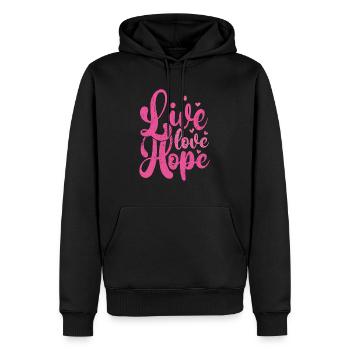 cancer du sein - Sweat à capuche Premium bio Homme - noir - Devant - Nico (187cm)