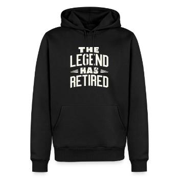 La légende est à la retraite - Sweat à capuche Premium bio Homme - noir - Devant - Nico (187cm)