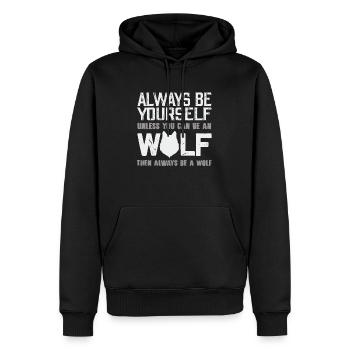 Wolf - Sweat à capuche Premium bio Homme - noir - Devant - Nico (187cm)