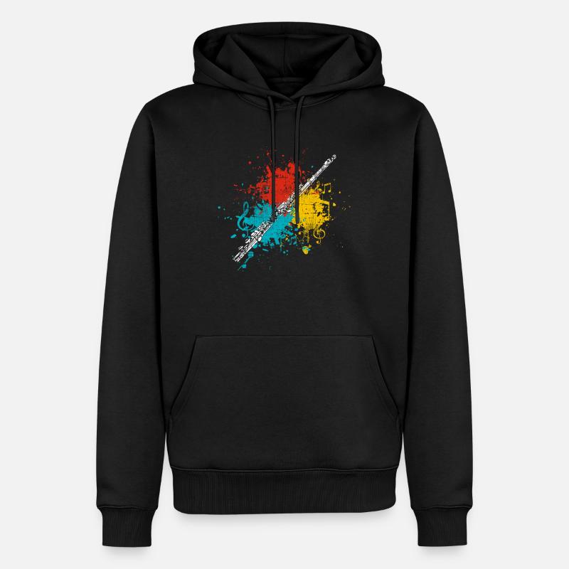Querflöte - Männer Premium Bio Hoodie - Schwarz