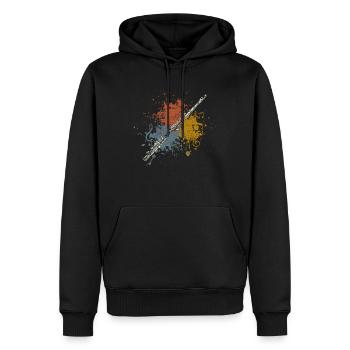 Flûte transversale retro - Sweat à capuche Premium bio Homme - noir - Devant - Nico (187cm)