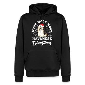 Woof Woof Woof Noël Bichon Havanais - Sweat à capuche Premium bio Homme - noir - Devant - Nico (187cm)