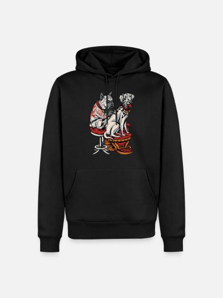 Franse Bulldog Dalmatische Tattoo - Mannen Premium Bio hoodie - zwart