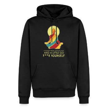 Méditation de yoga intérieure calme vous baise - Sweat à capuche Premium bio Homme - noir - Devant - Nico (187cm)