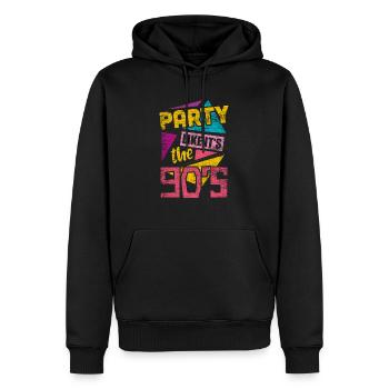 90 Musique fête - Sweat à capuche Premium bio Homme - noir - Devant - Nico (187cm)