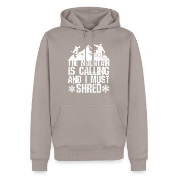 Snowboard Snowboarder Shred White - Men’s Premium Organic Hoodie - taupe - Front - Nico (187cm)