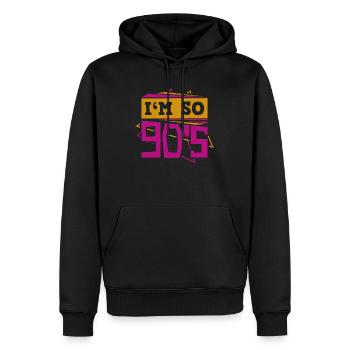 Né dans les années 90 - Sweat à capuche Premium bio Homme - noir - Devant - Nico (187cm)