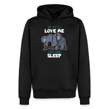 Sommeil amour koala drôle - Sweat à capuche Premium bio Homme - noir - Devant - Nico (187cm)