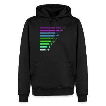 Flugzeuge Bunt - Männer Premium Bio Hoodie - Schwarz - Vorne - Nico (187cm)