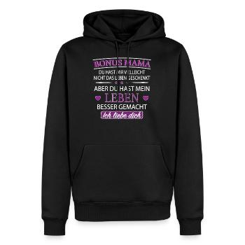 Bonus Mama - Männer Premium Bio Hoodie - Schwarz - Vorne - Nico (187cm)