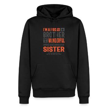 Ich bin ein stolzer Bruder einer verdammt tollen Schwester - Männer Premium Bio Hoodie - Schwarz - Vorne - Nico (187cm)