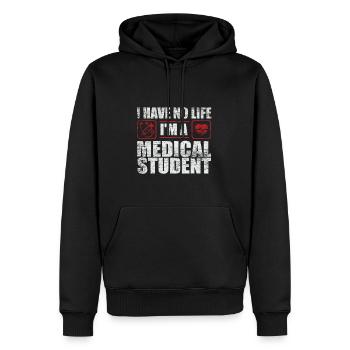 Étudiant en médecine - Sweat à capuche Premium bio Homme - noir - Devant - Nico (187cm)