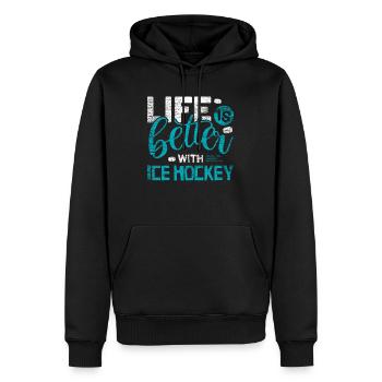 Eishockey - Männer Premium Bio Hoodie - Schwarz - Vorne - Nico (187cm)