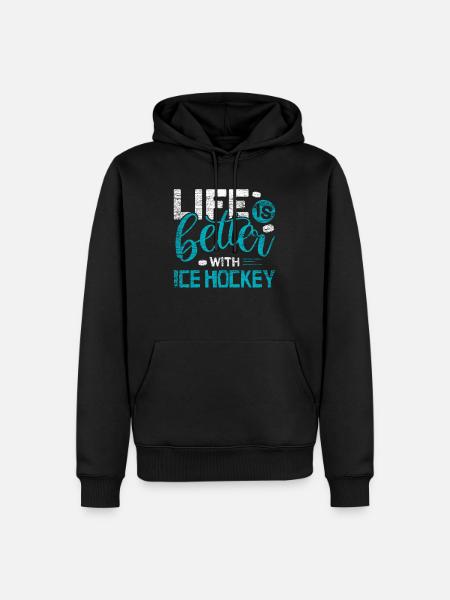 Eishockey - Männer Premium Bio Hoodie - Schwarz