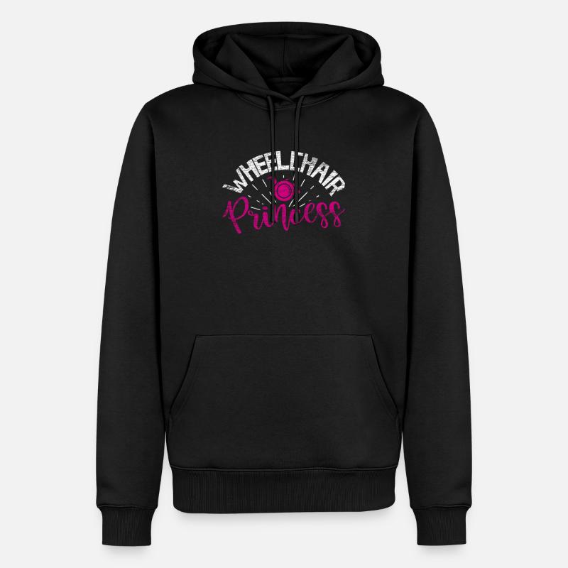 Fauteuil roulant princesse en fauteuil roulant - Sweat à capuche Premium bio Homme - noir