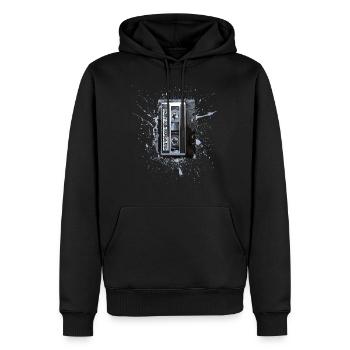 ruban de mélange old school bleu - Sweat à capuche Premium bio Homme - noir - Devant - Nico (187cm)