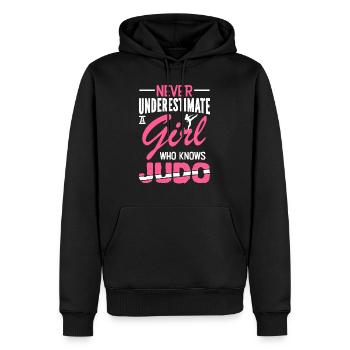 Fille de judo - Sweat à capuche Premium bio Homme - noir - Devant - Nico (187cm)