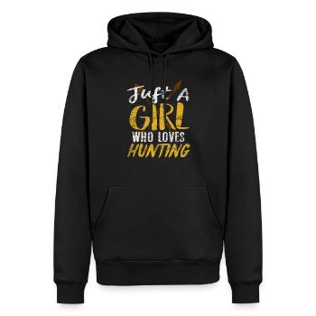 Chasseresse chasseuse - Sweat à capuche Premium bio Homme - noir - Devant - Nico (187cm)