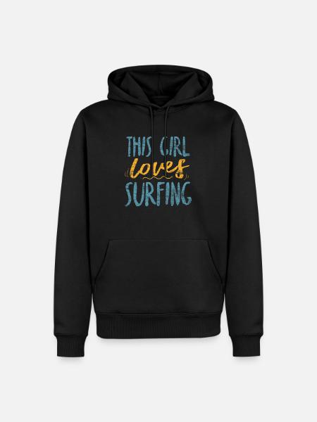 Surfergirl Surfer Mädchen - Männer Premium Bio Hoodie - Schwarz