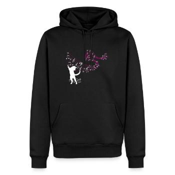 Cat attrape des notes de musique - Sweat à capuche Premium bio Homme - noir - Devant - Nico (187cm)
