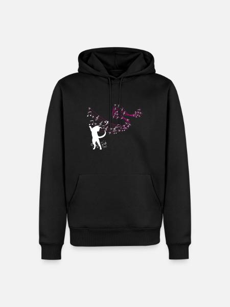 Cat attrape des notes de musique - Sweat à capuche Premium bio Homme - noir