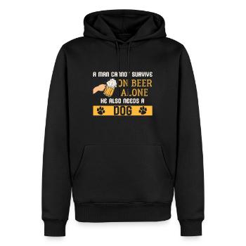 Bier und Hunde - Männer Premium Bio Hoodie - Schwarz - Vorne - Nico (187cm)