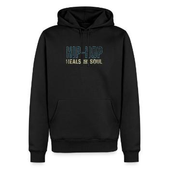 hip hop - Men’s Premium Organic Hoodie - black - Front - Nico (187cm)