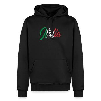 Italy - Men’s Premium Organic Hoodie - black - Front - Nico (187cm)
