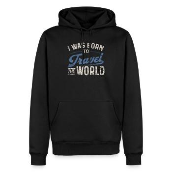 Voyage - Sweat à capuche Premium bio Homme - noir - Devant - Nico (187cm)