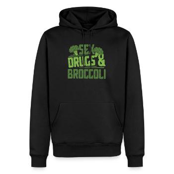 brocoli - Sweat à capuche Premium bio Homme - noir - Devant - Nico (187cm)