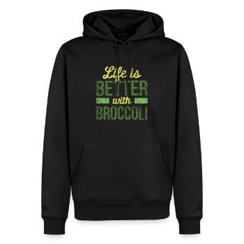 brocoli - Sweat à capuche Premium bio Homme - noir - Devant - Nico (187cm)