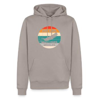 just a girl who loves whales Retro vintage design - Men’s Premium Organic Hoodie - taupe - Front - Nico (187cm)