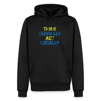 Le changement climatique - Sweat à capuche Premium bio Homme - noir - Devant - Nico (187cm)