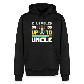 Level Up Zum Onkel - Männer Premium Bio Hoodie - Schwarz - Vorne - Nico (187cm)