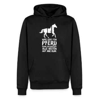 Reiterin Reiter Reitersprüche Psychiater - Männer Premium Bio Hoodie - Schwarz - Vorne - Nico (187cm)
