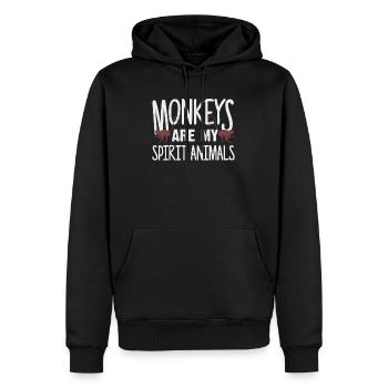 singe - Sweat à capuche Premium bio Homme - noir - Devant - Nico (187cm)