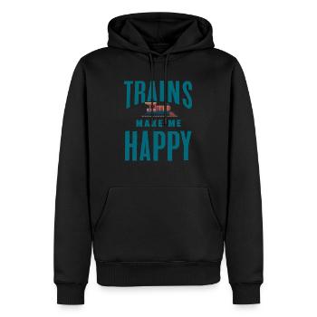 Züge - Männer Premium Bio Hoodie - Schwarz - Vorne - Nico (187cm)